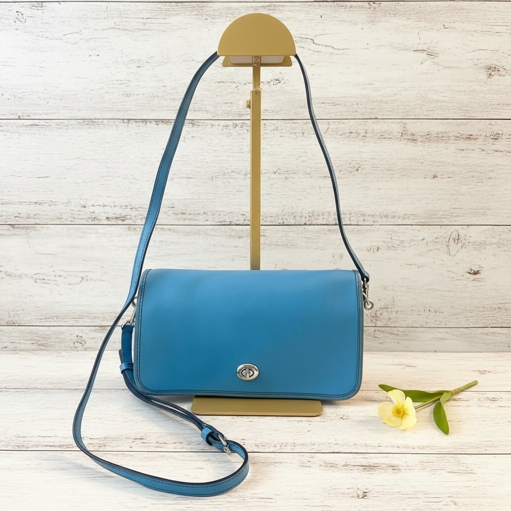 Coach Blue Turnlock Crossbody Bag | Smooth Leather | Style A1680 38015